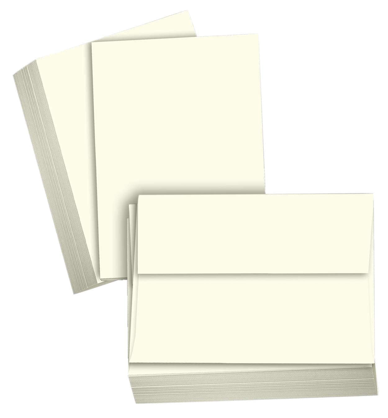 Hamilco Card Stock Blank Note Cards with Envelopes Flat 5" x 7" Cream Cardstock Paper 100lb Cover - 100 Pack