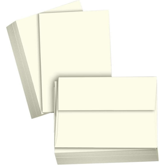 Hamilco Card Stock Blank Note Cards with Envelopes Flat 5" x 7" Cream Cardstock Paper 80lb Cover - 100 Pack