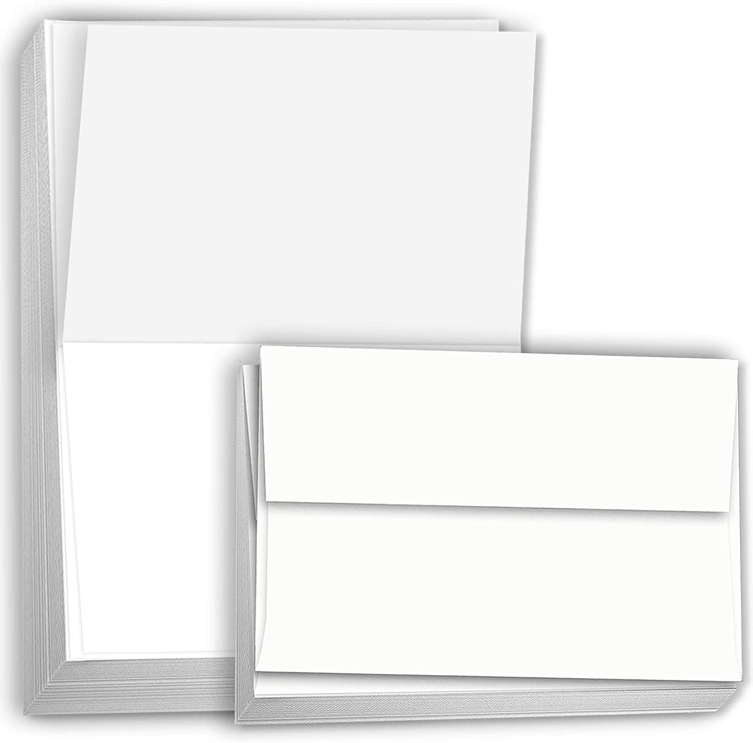 Hamilco Card Stock Folded Blank Cards with Envelopes 5x7 - Scored White  Cardstock Paper 80lb Cover - 100 Pack 