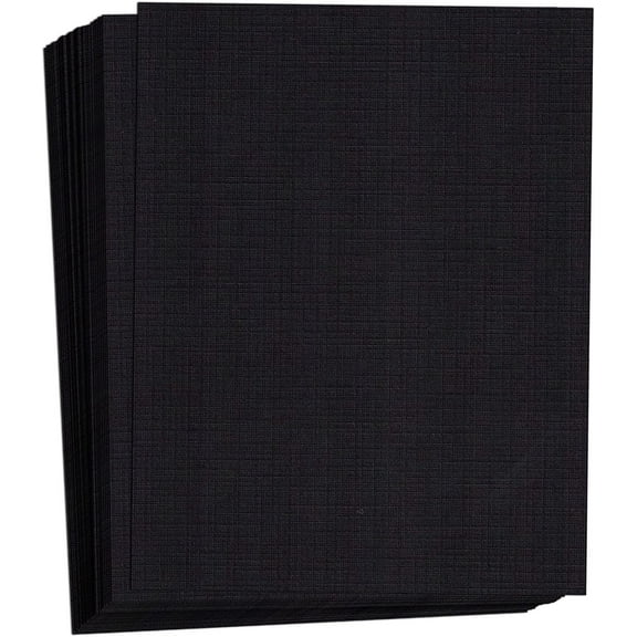 Hamilco Colored Cardstock Scrapbook Paper 8.5x11 Linen Textured Color Card Stock Paper Black 80 lb Cover 50 Pack