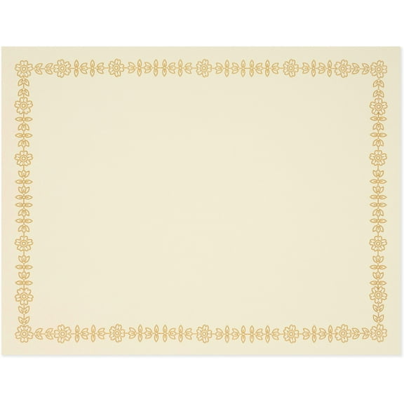 Hamilco Cream Color Vellum Certificate Cardstock Paper with Raised Print Border  8 1/2 x 11" 65 lb Cover Card Stock for Printer - 50 Sheets