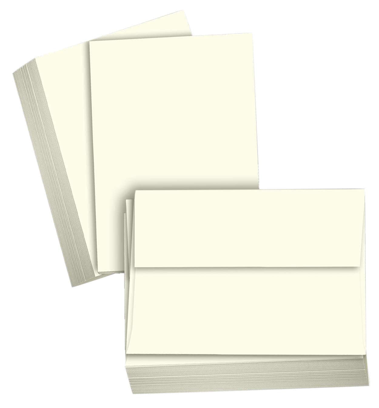 Hamilco Cream Colored Cardstock - Blank Index Flash Note & Post Cards - Greeting Invitations Stationary - Flat 5 1/2 X 8 1/2" Heavy Weight 80 lb Card Stock for Printer 100 pack with envelopes