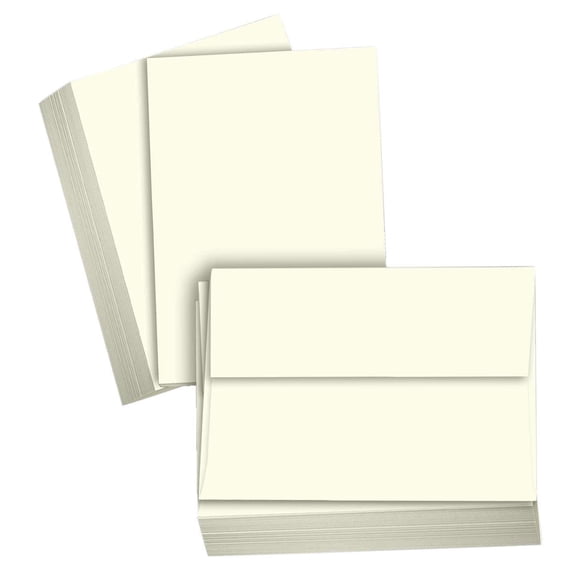 Hamilco Cream Colored Cardstock - Blank Index Flash Note & Post Cards - Greeting Invitations Stationary - Flat 5 1/2 X 8 1/2" Heavy Weight 80 lb Card Stock for Printer 100 pack with envelopes