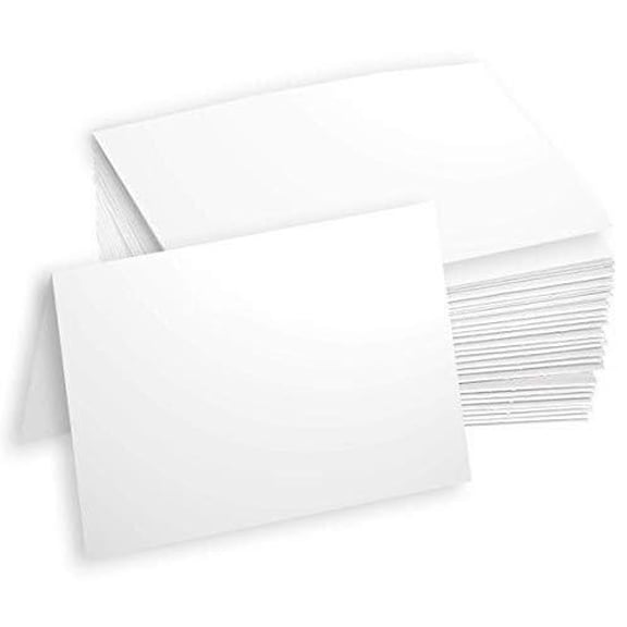 Hamilco White Cardstock Paper Blank Note Cards 4.5" x 6.25" A6 Folded Card 100 Pack
