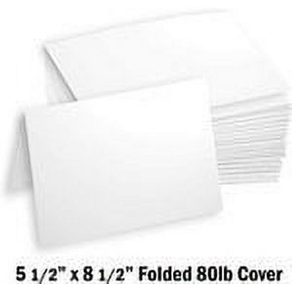 Hamilco White Cardstock Paper Blank Note Cards 5.5" x 8.5" folded 100 Pack