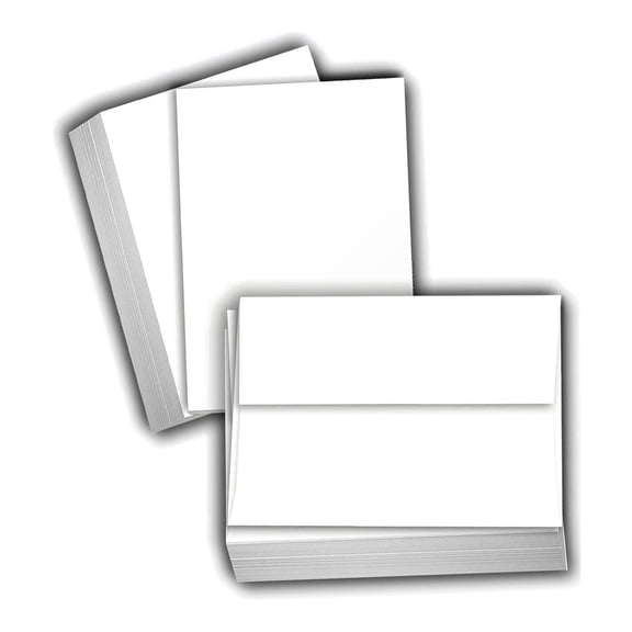 Hamilco White Cardstock Thick Paper - Blank Index Flash Note & Post Cards with Envelopes - Greeting Invitations Stationary 5 X 7" Heavy Weight 100 lb Card Stock for Printer 100 Pack - with Envelopes