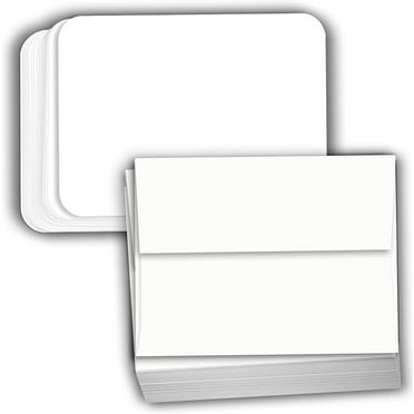 Hamilco White Cardstock Thick Paper - Blank Index Flash Note & Post Cards Rounded Corners with Envelopes Greeting Invitations Stationary 5 X 7" Heavy weight 80 lb Card Stock 100 Pack with Envelopes