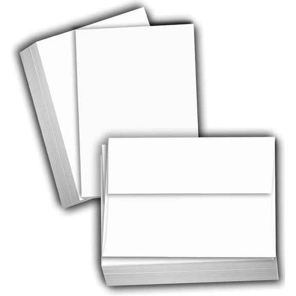 Hamilco White Cardstock Thick Paper - Flat 4.5" X 6.25" A6 Blank Index Flash Note & Post Cards - 80 lb Card Stock for Printer 100 Pack with Envelopes