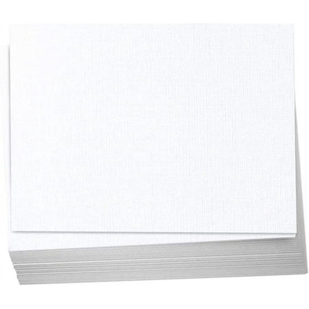 Hamilco White Linen Cardstock Paper Flat 4x6 Blank Index Cards Card Stock 80lb Cover 100 Pack