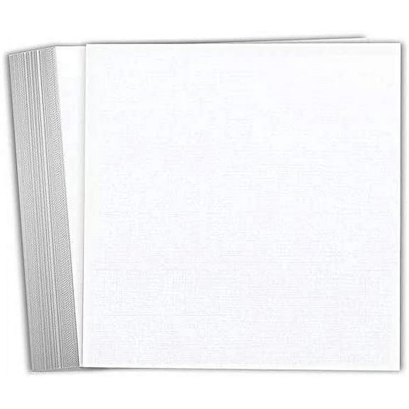 Hamilco White Linen Cardstock Scrapbook Paper 12x12 Heavy Weight 100 lb Cover Card Stock  25 Pack