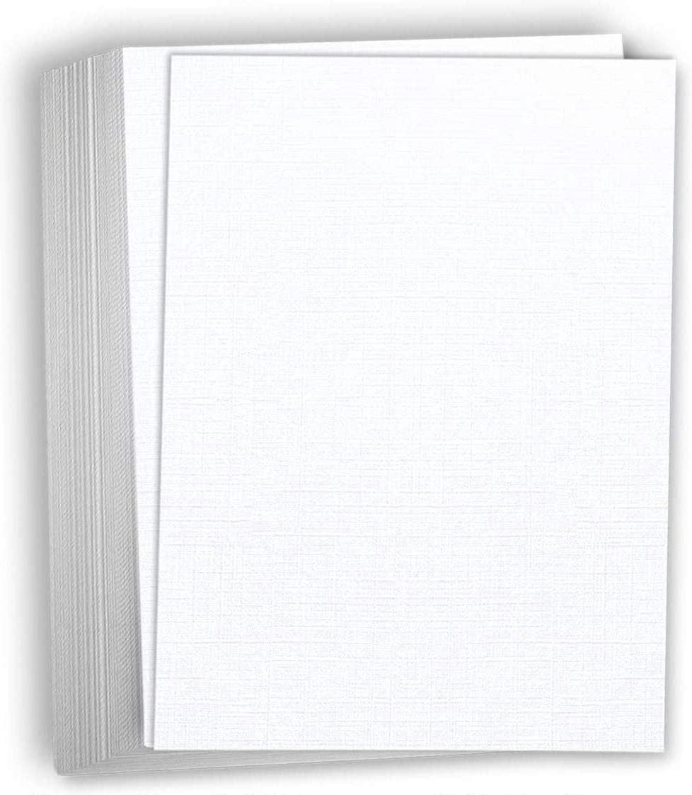Hamilco White Resume Linen Textured Cardstock Paper  8 1/2 x 11" Blank Thick Heavy Weight 80 lb Cover Card Stock for Printer - 50 Pack Bright White