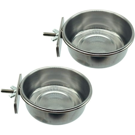 Hamiledyi Bird Feeding Dish Cups Parrot Food Bowl Clamp Holder Coop Cup, Bird Cage Water Bowl for Parakeet African Greys Conure Cockatiels Lovebird Budgie Chinchilla 2 Pack