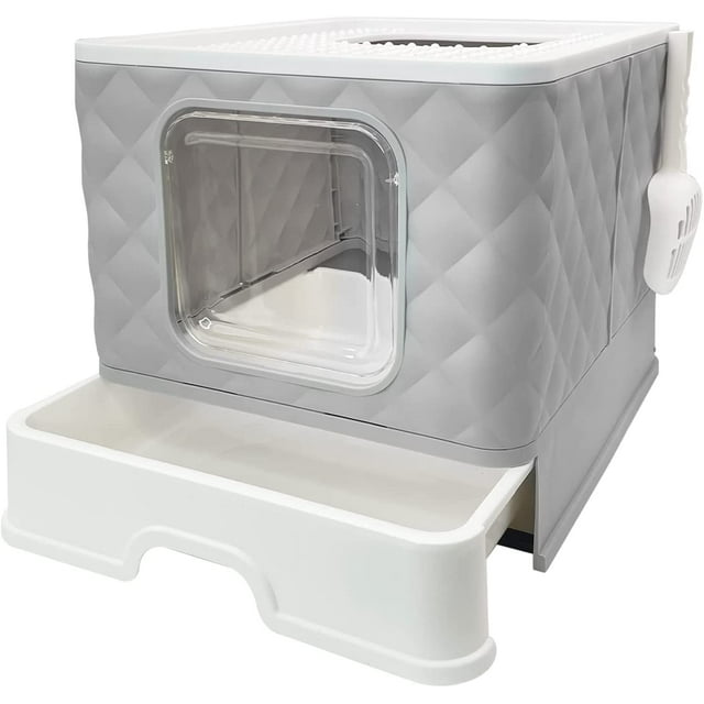 Hamiledyi Large Cat Litter Box with Lid, Enclosed Cat Potty with Drawer