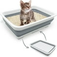 thumbnail image 1 of Hamiledyi Open Cat Litter Box, Kitten Potty Pan Semi-Enclosed Foldable Waterproof Travel Toilet for Indoor Cats Small Pet Kitty Rabbit Supplies Easy to Clean and Assemble 14.6"10.6", 1 of 6