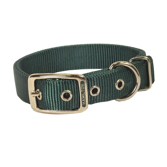 Hamilton 1" Double Thick Nylon Deluxe Dog Collar, 24" long, Dark Green
