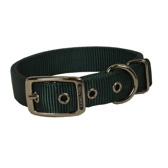 Hamilton 1" Double Thick Nylon Deluxe Dog Collar, 30" long, Dark Green