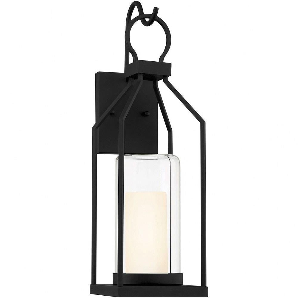 Hamilton Matte Black 21" Outdoor Wall Lantern with Opal Glass Shade