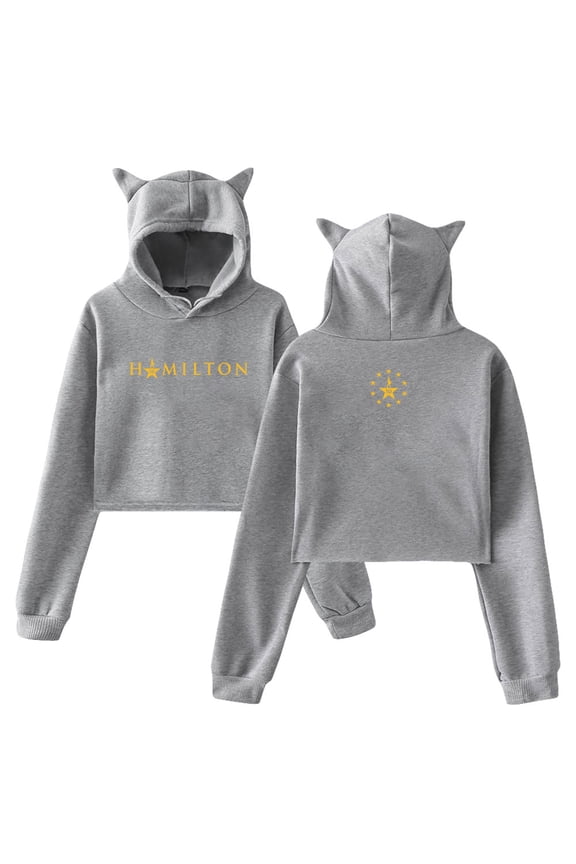 Hamilton 10 Years Merch Hoodie Cat Ears Hooded Sweatshirt Long Sleeve Crop Top Women's Clothes