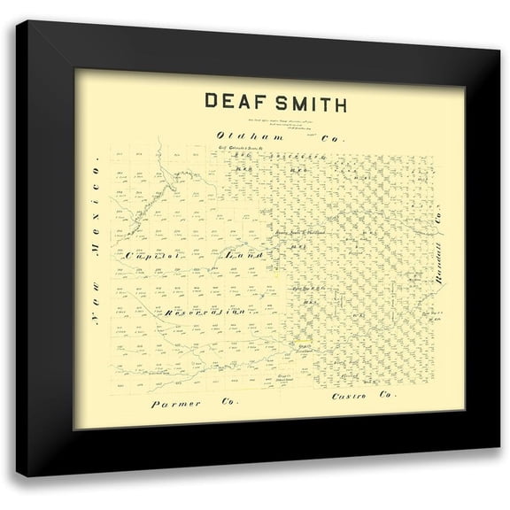 Hamilton 13x12 Black Modern Framed Museum Art Print Titled - Deaf Smith County Texas - Hamilton 1887