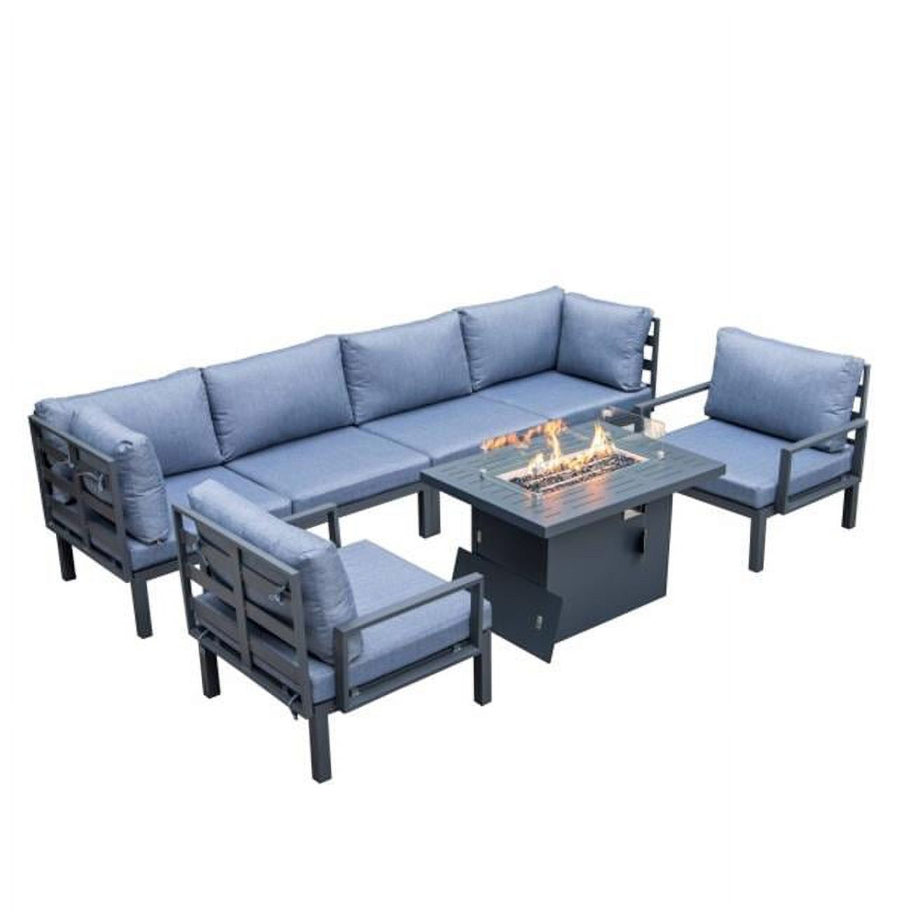 Hamilton Aluminum Patio Conversation Set with Fire Pit Table & Cushions