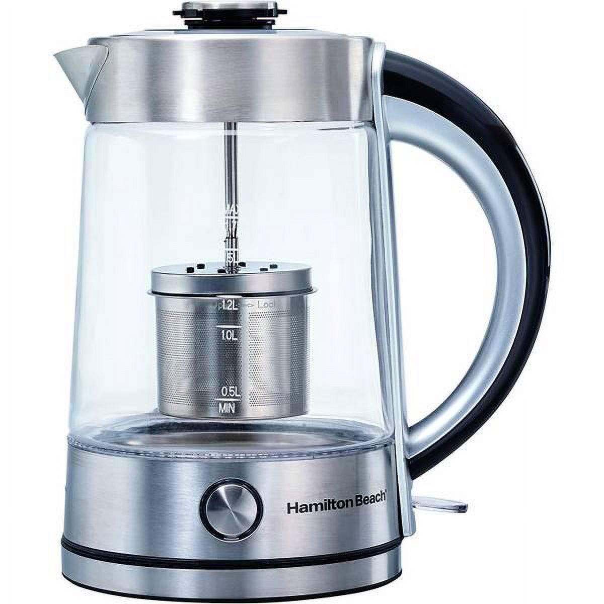 Hamilton Beach 1.7 Liter Electric Glass Kettle with Tea Steeper