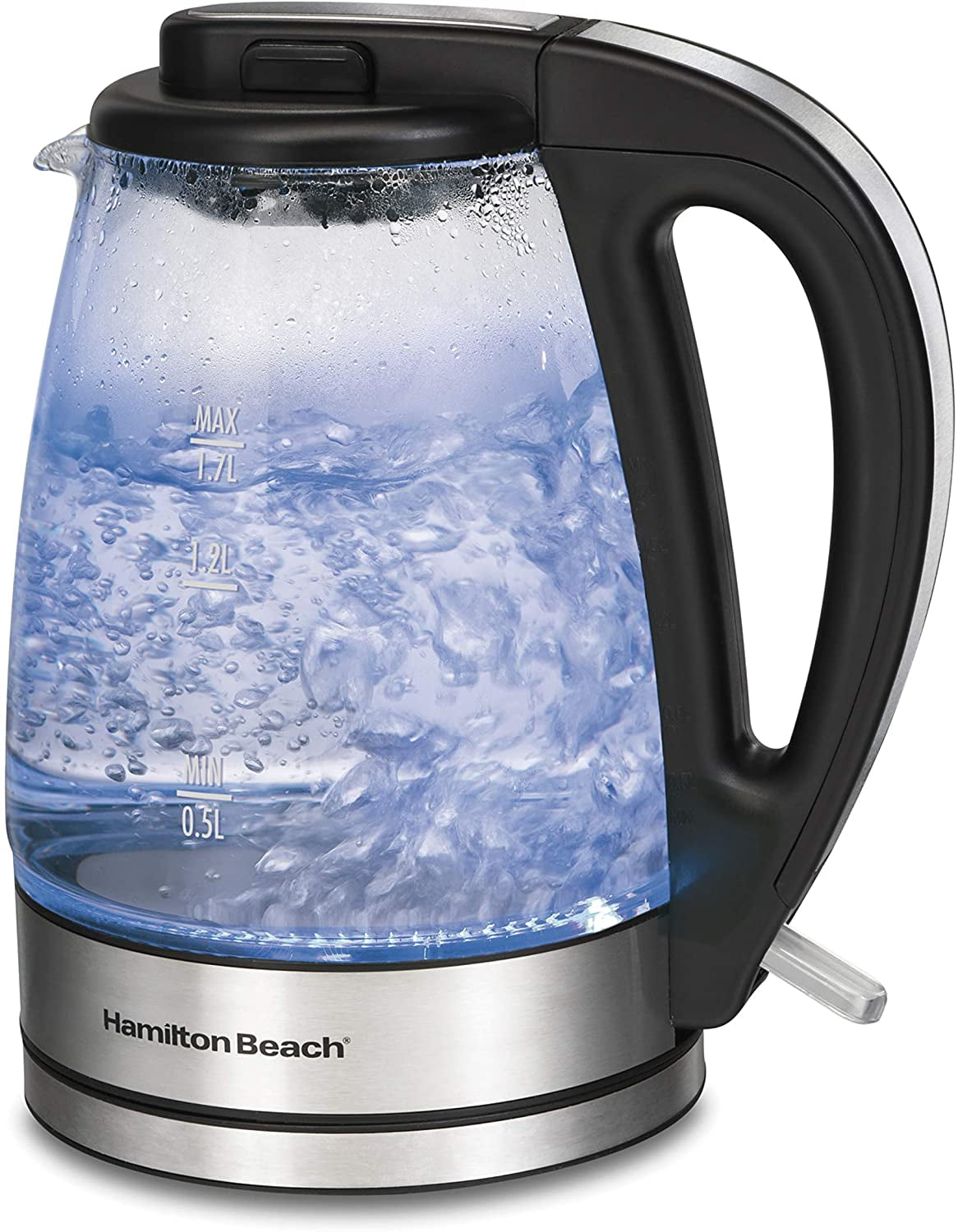 Hamilton Beach Electric Tea Kettle, Water Boiler & Heater, 1.7 Liter,  Cordless Serving, 1500 Watts for Fast Boiling, Auto-Shutoff and Boil-Dry  Protection, Stainless Steel with LED Light Ring (41037)