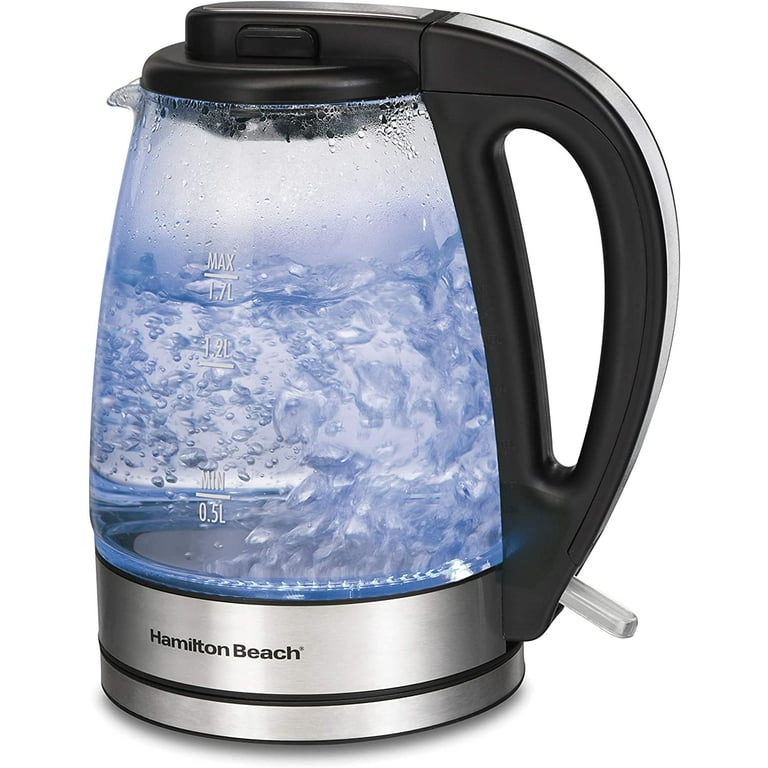 Hamilton Beach 1.7L Electric Tea Kettle, Water Boiler & Heater, Built-In  Mesh Filter, Auto-Shutoff & Boil-Dry Protection, Cordless Serving, LED  Indicator, Clear Glass (40864) 