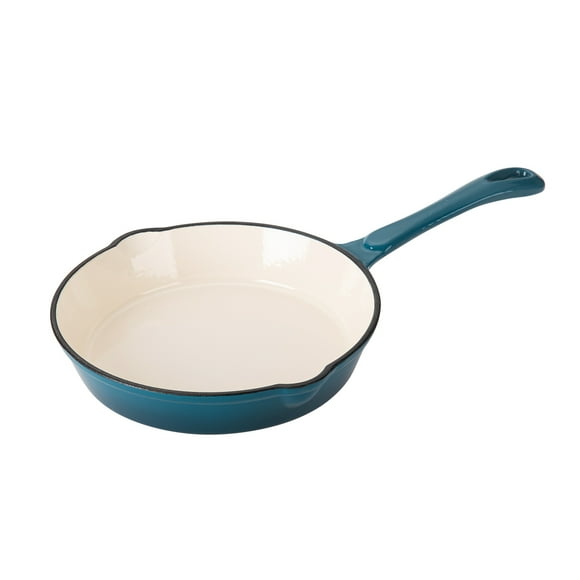 Hamilton Beach 10 Inch Enameled Solid Cast Iron Frying Pan Skillet, Navy