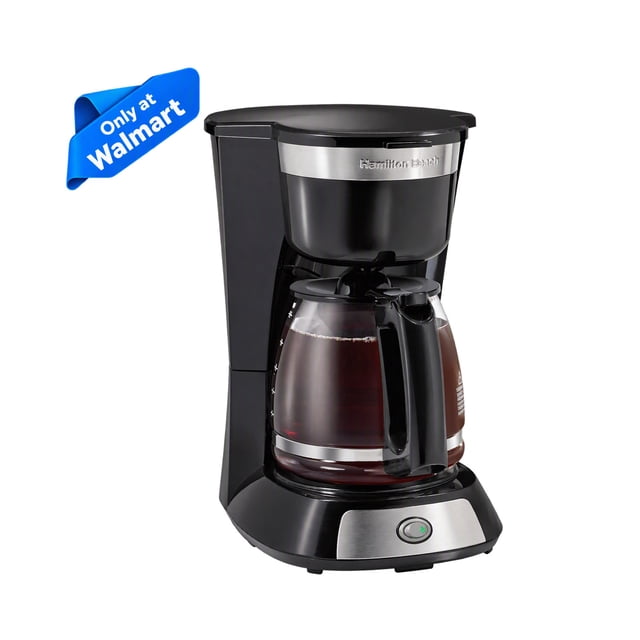 Hamilton Beach 12-Cup Drip Coffee Maker Machine with Glass Coffee Pot, Cafetera, Black