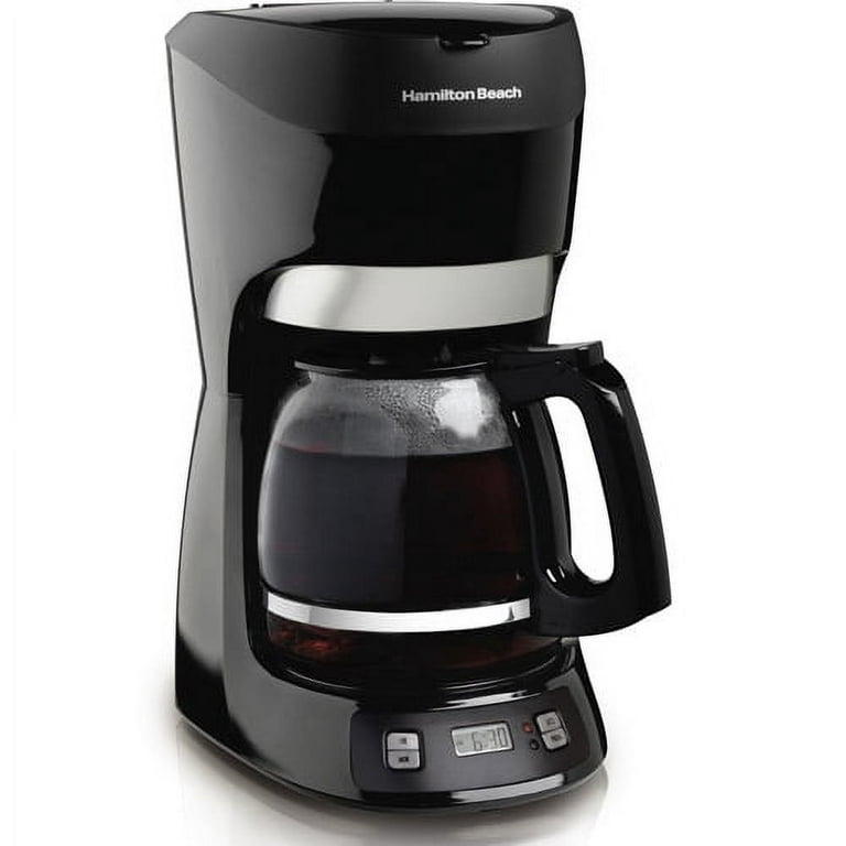 Hamilton Beach Programmable Coffee Maker, 12 Cups, Stainless Steel Accents, 49632, Black