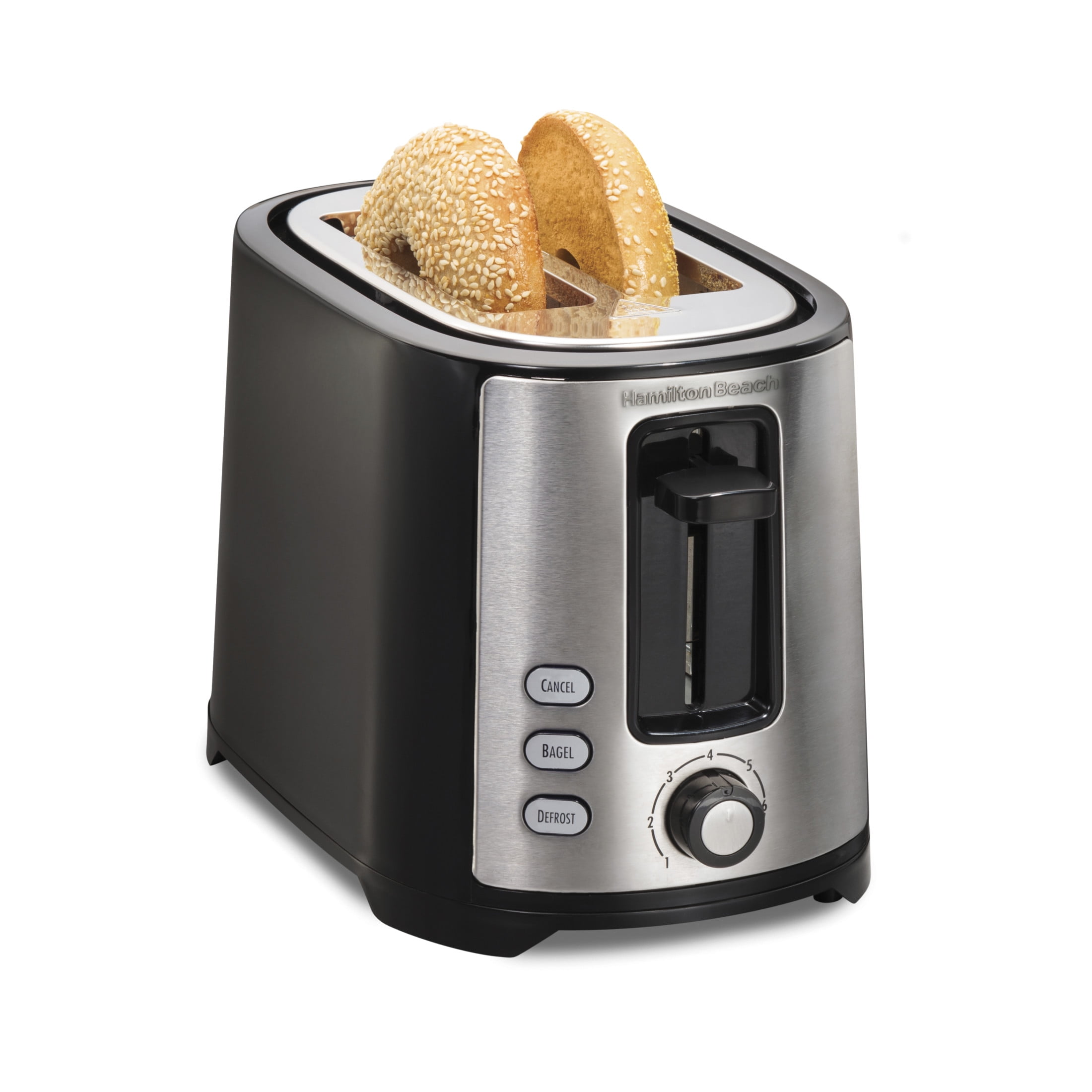 Hamilton Beach 2-Slice Bread and Bagel Toaster with Extra-Wide Slots and Drop-Down Crumb Tray, Black