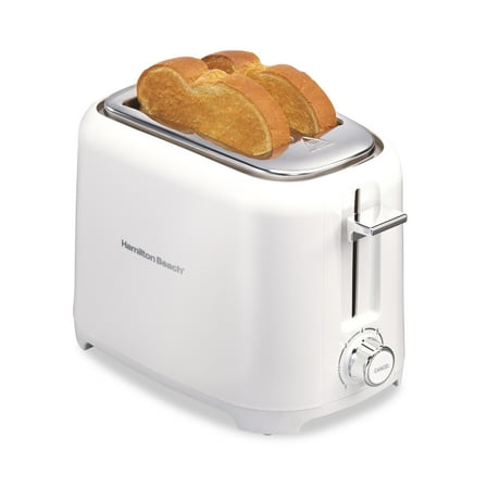 Hamilton Beach 2-Slice Toaster with Extra-Wide Slots, Toast Boost, and Removable Crumb Tray, White