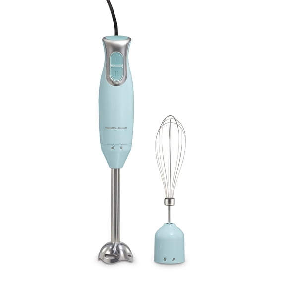 Hamilton Beach Immersion Blender, 260 W 2-Speed Hand Blender for Kitchen with Stainless Steel Blending Wand and Whisk, Ice Blue