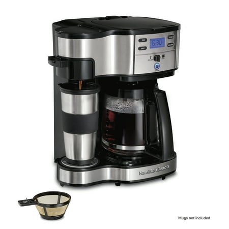 Hamilton Beach 2-Way Coffee Maker, Single-Serve or 12 Cups, Glass Carafe, Black, 49980Z