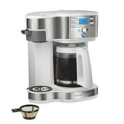Hamilton Beach 2-Way Programmable Coffee Maker, Single Serve Coffee Maker & 12-Cup Coffee Pot, White
