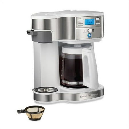 Hamilton Beach - 2-Way Programmable 12 Cup and Single-Serve Coffee Maker - White