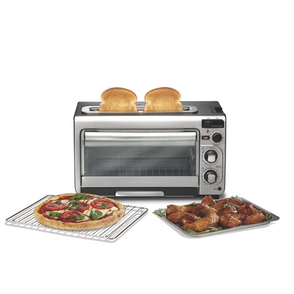 Open Box Hamilton Beach 2-in-1 Countertop Toaster Oven & Long Slot 2 Slice Toaster Combo, Stainless Steel
