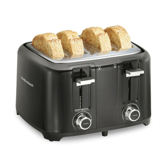 Hamilton Beach 4-Slice Toaster with Extra-Wide Slots, Toast Boost, and Removable Crumb Tray, Black
