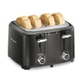 thumbnail interactive-video image 1 of Hamilton Beach 4-Slice Toaster with Extra-Wide Slots, Toast Boost, and Removable Crumb Tray, Black, 1 of 9