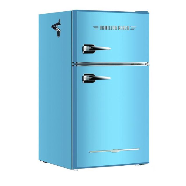 Hamilton Beach 3.1 Cu Ft 2 Door Retro Bar Refrigerator With Side Bottle