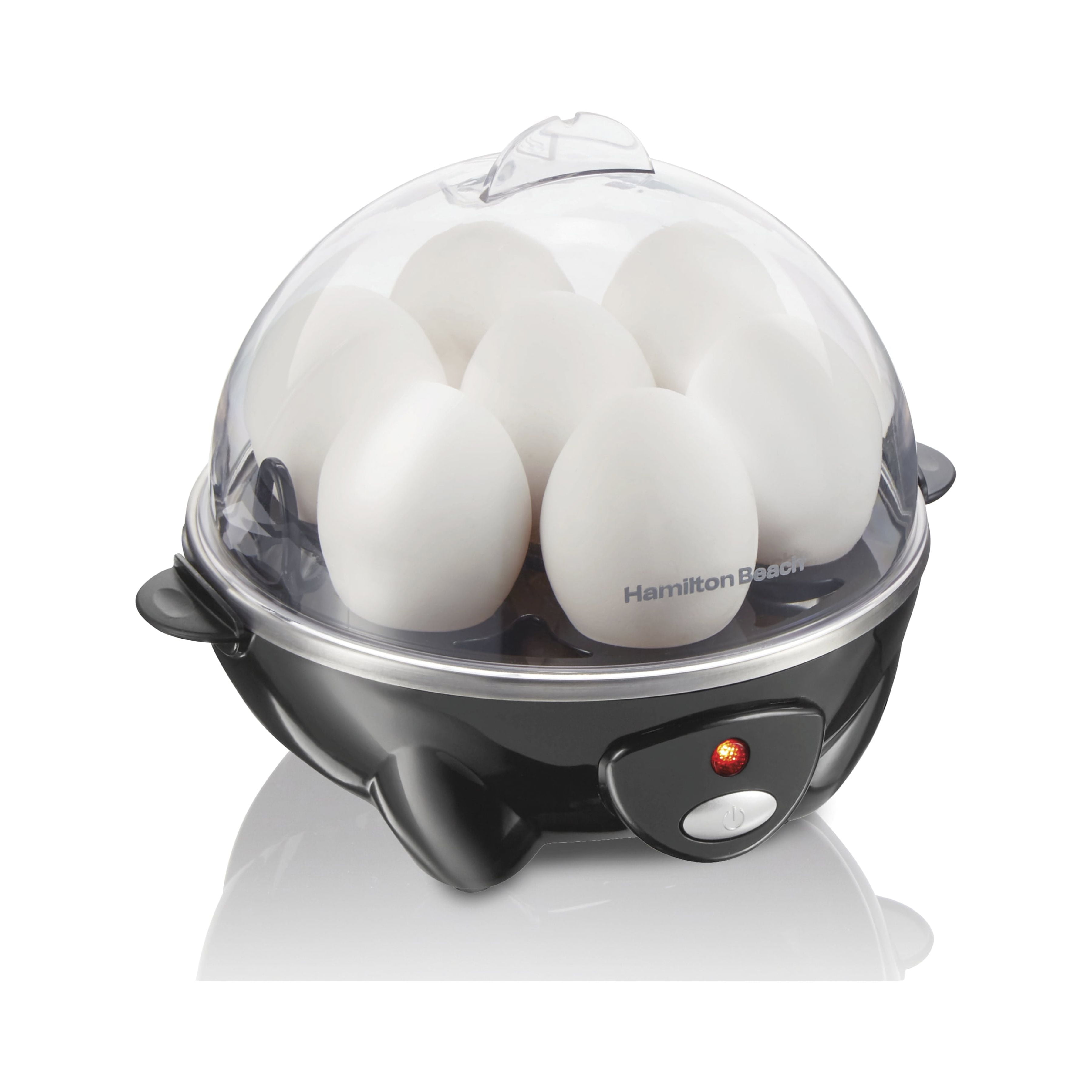 Elite Gourmet EGC-007B# Rapid Egg Cooker, 7 Easy-To-Peel, Hard, Medium,  Soft Boiled Eggs, Poacher, Omelet Maker, Auto Shut-Off, Alarm, 16-Recipe