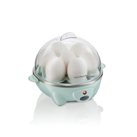 Hamilton Beach 3-in-1 Egg Cooker for Hard Boiled Eggs, Poached and Omelets, 7 Egg Capacity, Mint