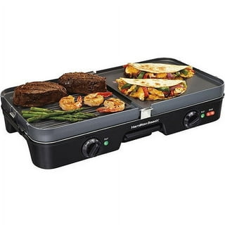 Hamilton Beach Electric Indoor Searing Grill Removable Easy - 12.5-in L x  9.6-in W Non-Stick Contact Grill, 6-Serving, Extra-Large Drip Tray,  Stainless Steel (25360)