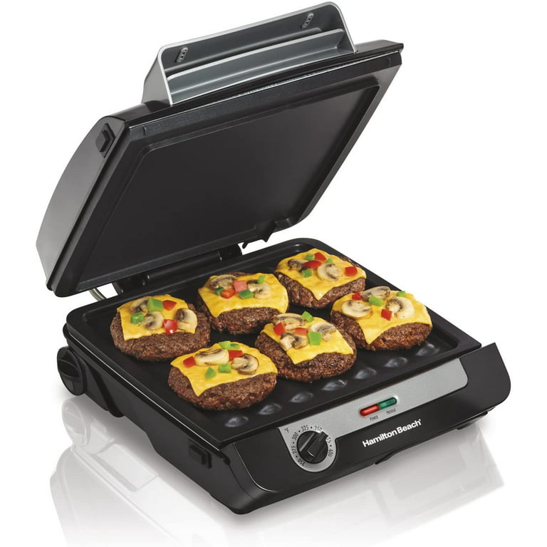  Hamilton Beach 3-in-1 Electric Indoor Grill + Griddle,  8-Serving, Reversible Nonstick Plates, Black & Durathon Ceramic Electric  Skillet with Removable 12x15” Pan, Adjustable Temperature: Home & Kitchen