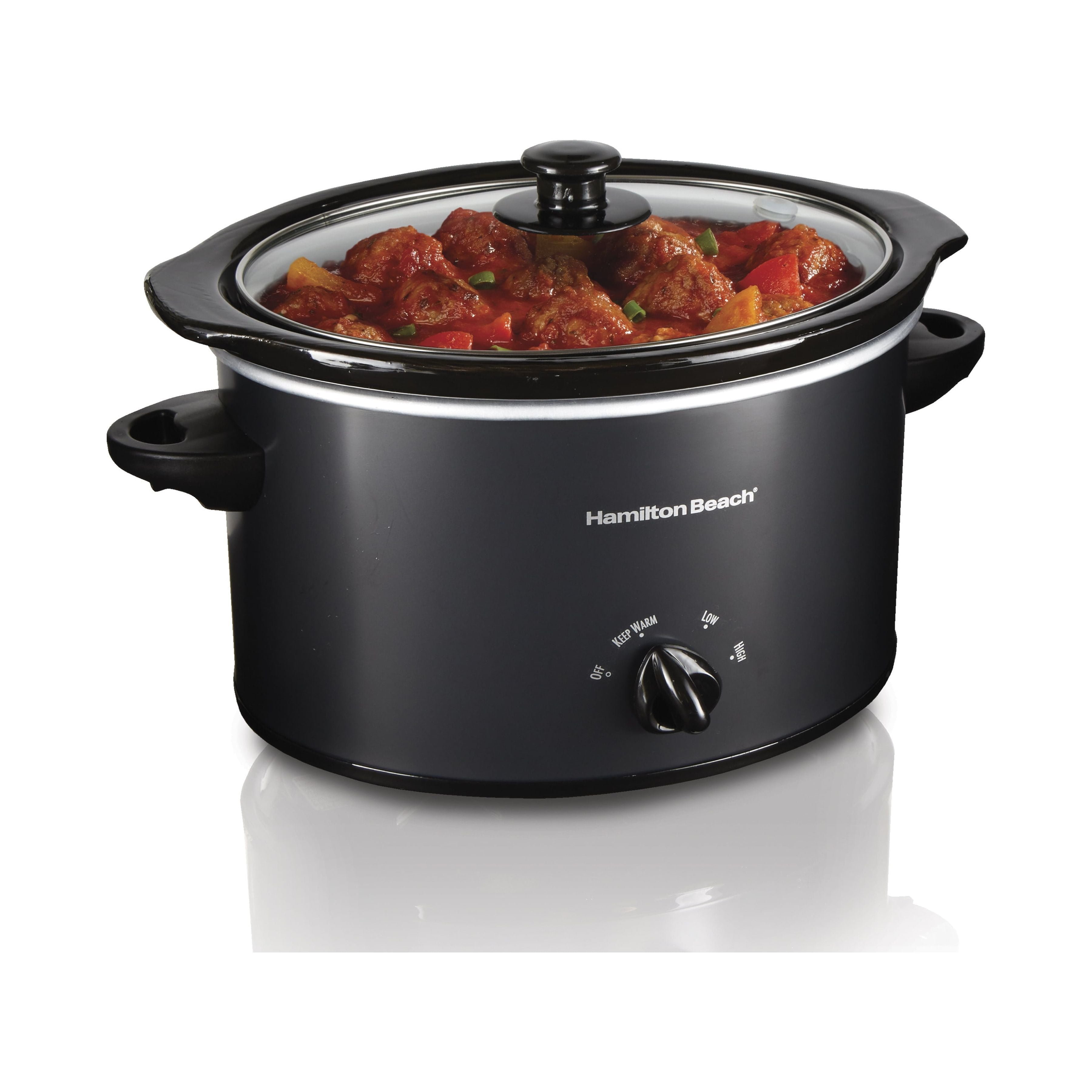 Hamilton Beach 3-Quart Black Stoneware Slow Cooker with Timer