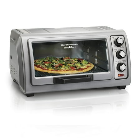 Hamilton Beach - Easy Reach Toaster Oven with Roll-Top Door - Silver