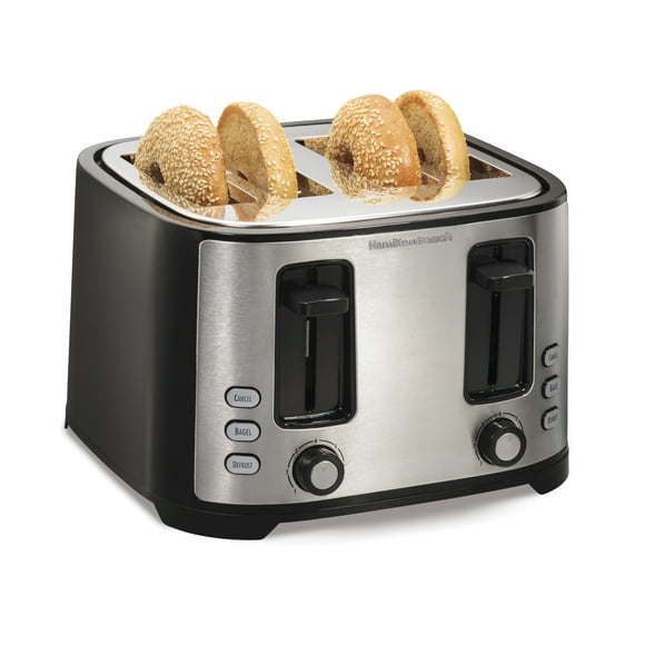 Hamilton Beach 4-Slice Bread and Bagel Toaster with Extra-Wide Slots and Drop-Down Crumb Tray, Black