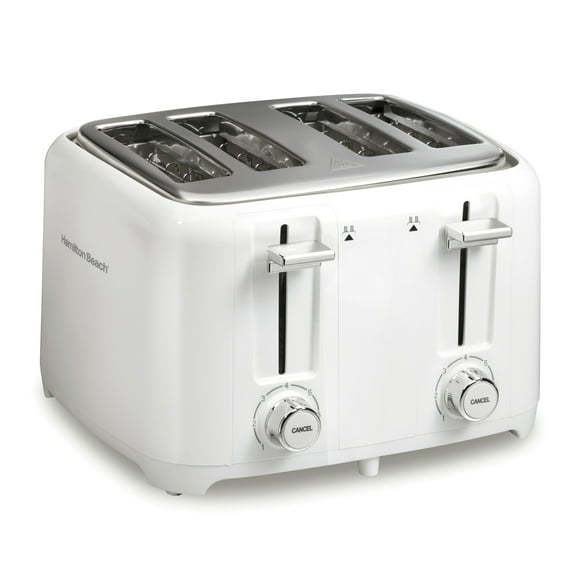 Hamilton Beach 4-Slice Toaster with Extra-Wide Slots, Toast Boost, and Removable Crumb Tray, White