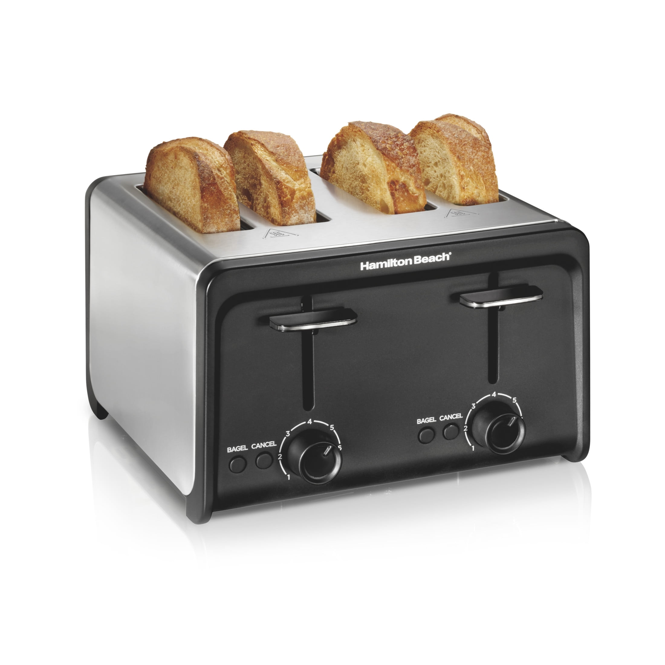 Hamilton Beach 4-Slice Toaster, Wide Slots, Bagel Function, Toast Boost, & Crumb Tray, Stainless
