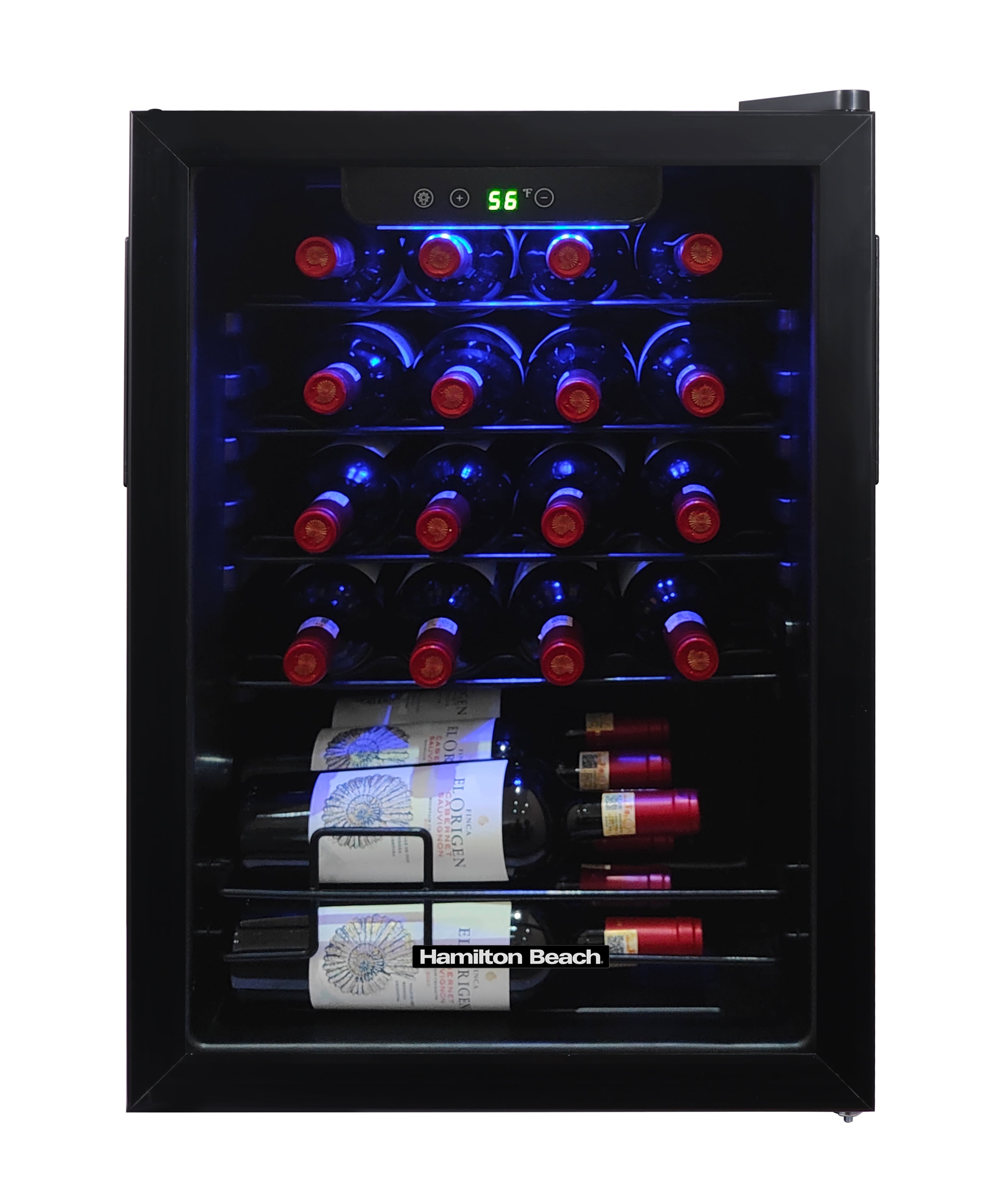 Hamilton Beach 22 Bottle Wine Fridge, 2.6 Cu. ft. Wine Refrigerator with Glass Door and Touch Controls, Black